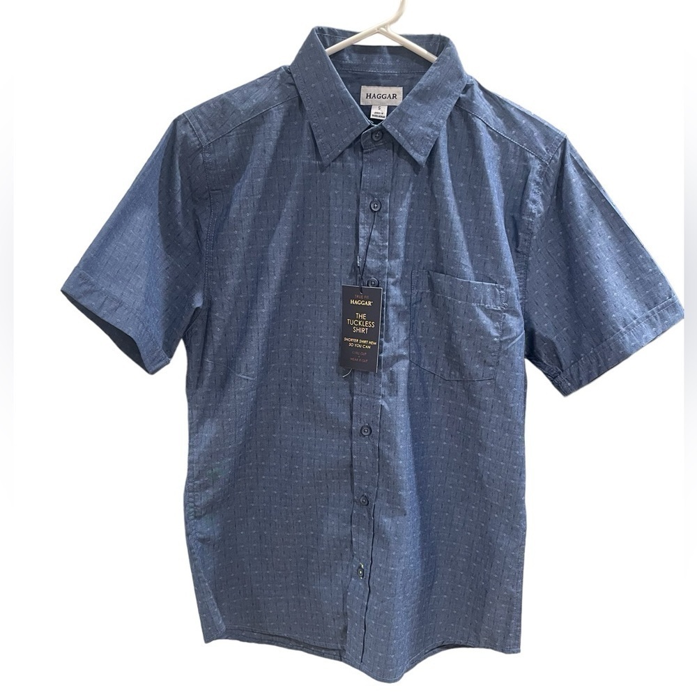 NWT! Haggar Men’s The Tuckless Shirt True Fit Short Sleeve Button Down